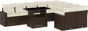 vidaXL 10 részes barna polyrattan kerti ülőgarnitúra párnákkal