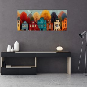 Kép - Festett őszi város (120x50 cm)