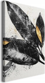 Modern fekete-fehér vászonkép nappaliba Arany levél glamour 60x90