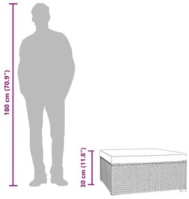 barna polyrattan kerti lábtartó párnával 70 x 70 x 30 cm