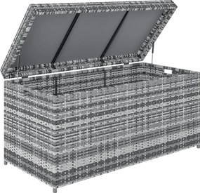 Outsunny Rattan Párna Tároló Doboz 380L Időjárásálló Tároló Doboz Fedelemmel Beépített Fogantyú UV-álló Kerti Doboz Oldalsó Asztal Kerti Ládához Teras