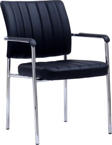 Tárgyalószék, fekete ekobőr/króm, FLORIN