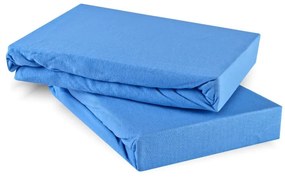 EMI kék 100% pamutjersey gumis lepedő, 90x200-as lap