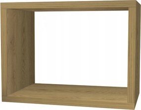 Fali könyvespolc, akasztós fali polc, naptölgy, 50x30x20