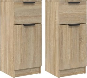 vidaXL 2 db sonoma tölgy színű szerelt fa tálalószekrény 30x30x70 cm