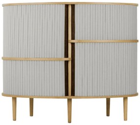 Szürke-natúr színű szekrény tolóajtóval, tölgyfa dekorral 120x100x50 cm Audacious – UMAGE