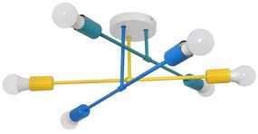 Felületre szerelhető csillár CAMBRIDGE 6xE27/20W/230V kék/sárga