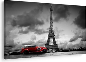 Kép - Az Eiffel-torony és a piros autó (90x60 cm)
