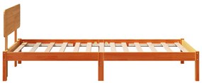 Ágykeret fejtámlával Gyantázott barna 90x200 cm Tömör fenyőfa