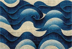 Flizelin tapéta Divatos 3D fali ragasztó Kék hullámok 152x104 Ragasztó