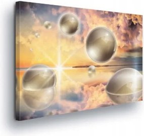 Vászonkép 60x40 Hajnal/nap alkonya ég gömbök tükröződés nyugalom álom szürrealizmus