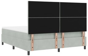 Boxspring Ágy Mattal Világosszürke Szuper Király Bársony