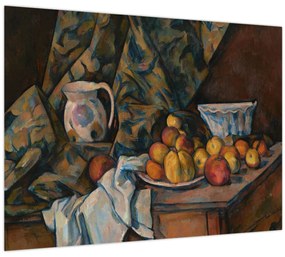 Üveg kép - Paul Cézanne, Still Life with Apples and Peaches, reprodukciók (70x50 cm)