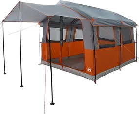 vidaXL Családi sátor 4 személyes Szürke és narancs 324 x 255 x 230 cm