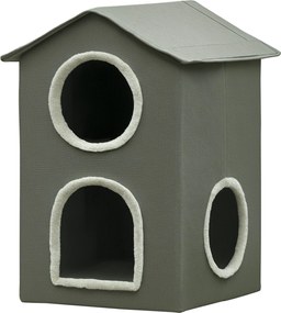 PawHut Két Szintes Macska Ház Mosható Párnákkal 3 Bejárattal, 42x46x59,5 cm, Szürke | Aosom
