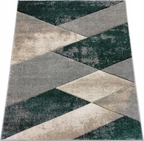 Szőnyeg 160x220 Szürke Bézs Palackos Zöld Modern Geometrikus Nappali