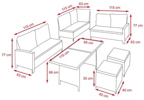 Avenberg BARLETTA Nagy luxus kerti rattan szett - szürke/világosszürke