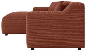 Téglavörös kordbársony sarokkanapé (bal oldali-heverő résszel) Martin – Ropez