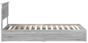 vidaXL Tárolós Ágy fejtámlával Szürke Sonoma 75 x 190 cm Faanyag