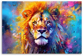 Gario Vászonkép Színes oroszlán Méret: 100 x 70 cm