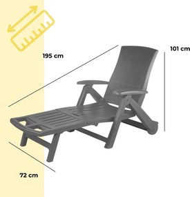 ZIRCONE kerti nyugágy, 72×195×101 cm, antracit I.P.A.E-Progarden