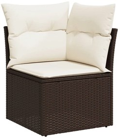 vidaXL barna polyrattan kerti sarokkanapé párnákkal