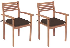vidaXL 2 db tömör tíkfa kerti szék tópszínű párnákkal