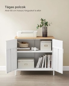 BRIX fém tárolószekrény, 76x80x40cm, fehér/barna SongmicsHome
