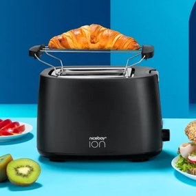 Niceboy ION Cruncher C1 - Kenyérpirító két lyukkal és pörkölővel 750W/230V fekete