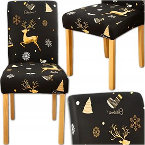 Karácsonyi Székhuzat Fekete Mintás Rugalmas Fekete Dekoráció