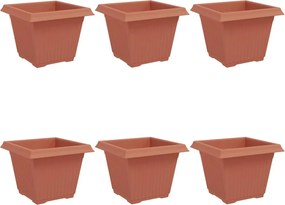 vidaXL Négyzet Virágcserép 6 pcs Tégla Vörös 28,5 x 28,5 x 22 cm