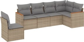 vidaXL 6 részes vegyes bézs polyrattan kerti ülőgarnitúra párnákkal