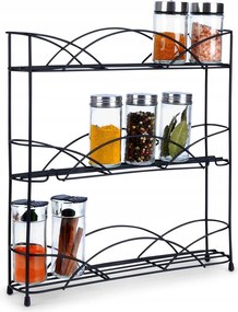 Fűszertartó Polc Konyhai Rendszerező Fűszertartó Fém Fekete Akasztós