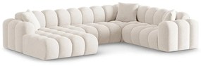 Krémszínű zsenília sarokkanapé (jobb oldali-U alakú) Treno – Cosmopolitan Design