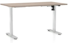 OfficeTech A állítható magasságú asztal, 140 x 80 cm, fehér alap, tölgy