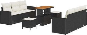 vidaXL Kerti Kanapé Szett 9 pcs Fekete polirattan