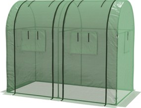 Outsunny Kertészet Üvegház Tartós Üvegház 4 Felgörgethető Ajtóval és 2 UV-ellenálló Cipzáros Ajtóval Növények, Virágok és Paradicsomok Teraszra és Pav