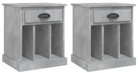 2 db betonszürke éjjeliszekrény 43x36x50 cm