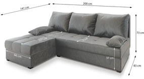 AKCIÓ Krémszínű kihúzható sarokkanapé ZENA, kétoldalas II. osztály