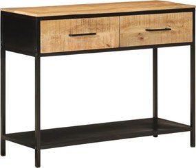 vidaXL tömör mangófa és vas tálalóasztal 100 x 35 x 76 cm