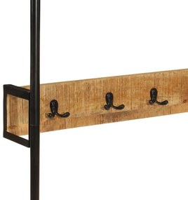 tömör mangófa és vas ruhaállvány kerekekkel 90 x 35 x 190 cm