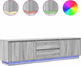 vidaXL szürke sonoma színű TV-szekrény LED-lámpákkal 193,5x41x50 cm