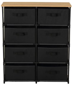 Intenso Home komód 8db szövet fiókkal 76x90cm | Fekete - arany tölgy vászonfiókos tároló