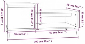 betonszürke szerelt fa dohányzóasztal 100 x 50 x 45 cm