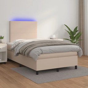 cappuccino színű műbőr rugós és LED-es ágy matraccal 120x190 cm