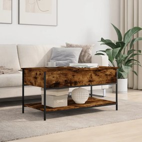 füstös tölgy szerelt fa és fém dohányzóasztal 100 x 50 x 50 cm