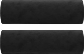 vidaXL 2 db fekete bársony díszpárna Ø15x50 cm