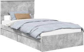 vidaXL Tárolós Ágy fejtámlával Beton Szürke 100 x 200 cm Faanyag