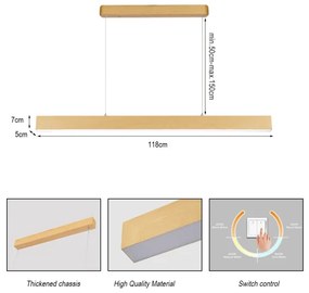 Brilagi - SLEEKLINE kábeles LED függőlámpa LED/40W/230V 3000/4500/6000K tölgy dekor