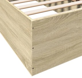 sonoma tölgy színű szerelt fa ágykeret matrac nélkül 75x190 cm